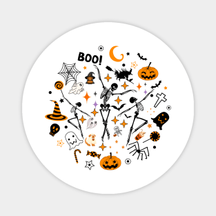 Skeleton funny dancing Halloween pumpkin Magnet